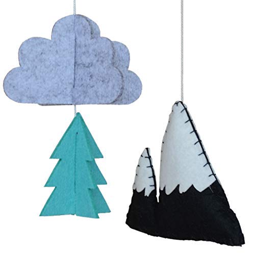 Sorrel + Fern Baby Crib Mobile (Starry Woodland Night w/Garland, Mint) - Nursery Decoration Crib Mobile and Baby Shower for Boys & Girls