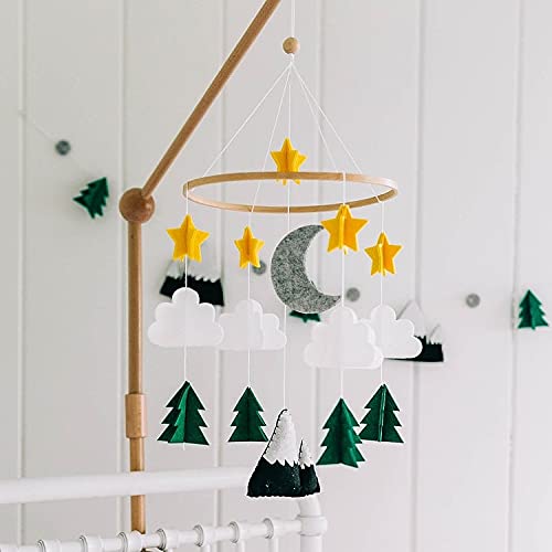 Sorrel and Fern Baby Crib Mobile Starry Woodland Night Nursery Decoration for Boys and Girls