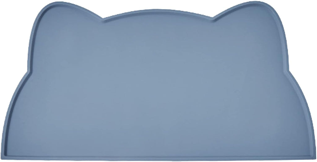 Cat Food Mat, Silicone Pet Feeding Mat for Floor Non-Slip Waterproof Dog Water Bowl Tray Cushion (17" x 10", Stone Blue)
