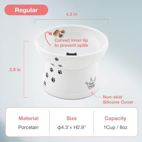 Necoichi Raised Cat Food Bowl – Ceramic Elevated Cat Bowl - Image 3