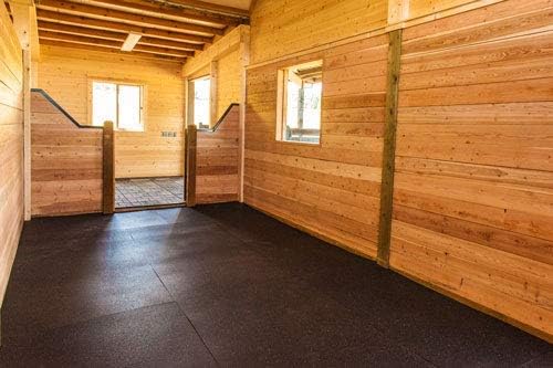 American Floor Mats - Heavy Duty Stall Tiles - Stable/Horse Tiles - Thick, Durable Rubber Flooring Solid Black 6' x 10' Set 3/4" Thick (15 Tiles Total)