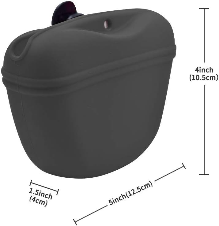 AUDWUD - Silicone Dog Treat Pouch - Clip on Portable Training Container - Convenient Magnetic Buckle Closing and Waist Clip - No BPA