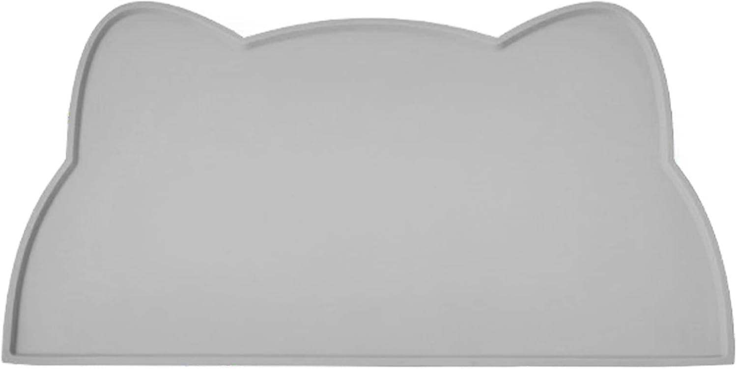 Cat Food Mat, Silicone Pet Feeding Mat for Floor Non-Slip Waterproof Dog Water Bowl Tray Cushion (17" x 10", Dark Gray)