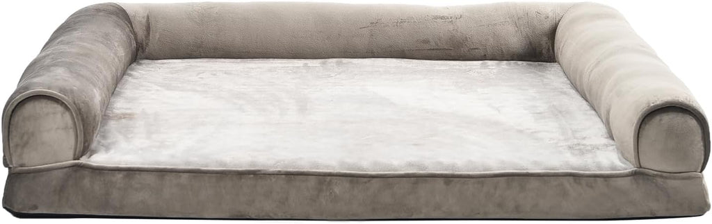 Amazon Basics Dog Bed with Cooling Gel Memory Foam, Pressure-Relief Support for Dogs up to 30lbs, Non-Slip Bottom, Machine Washable Cover, Medium Sized (30" x 20"), Brown