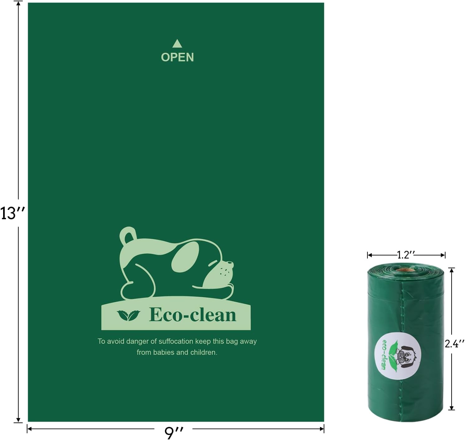 ECO-CLEAN 360 Count Dog Poop Bags with Dispenser, Leak-Proof, Lavender scented