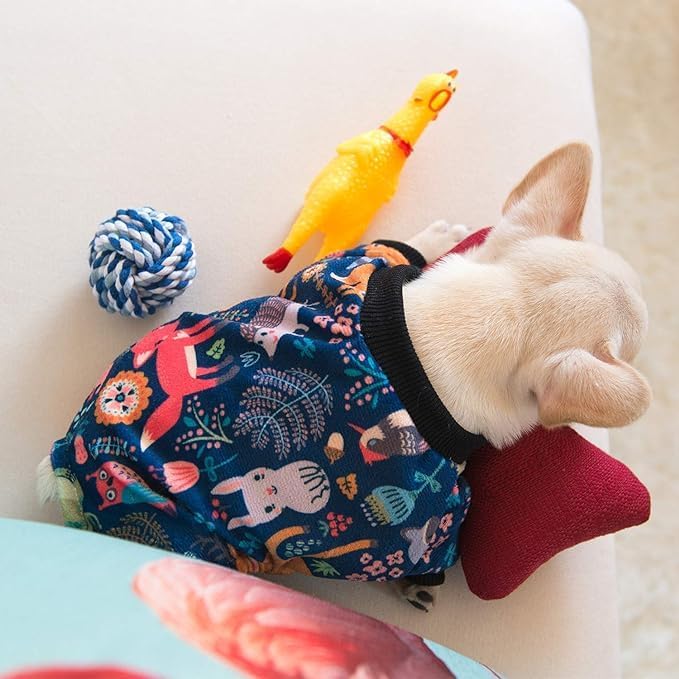 CuteBone Small Dogs Outfit Soft Puppy Onesies Pjs Dog Pajamas Pet Coat Cat Apparel Comfy Doggie Jumpsuit Bodysuit for All Seasons P75XXL