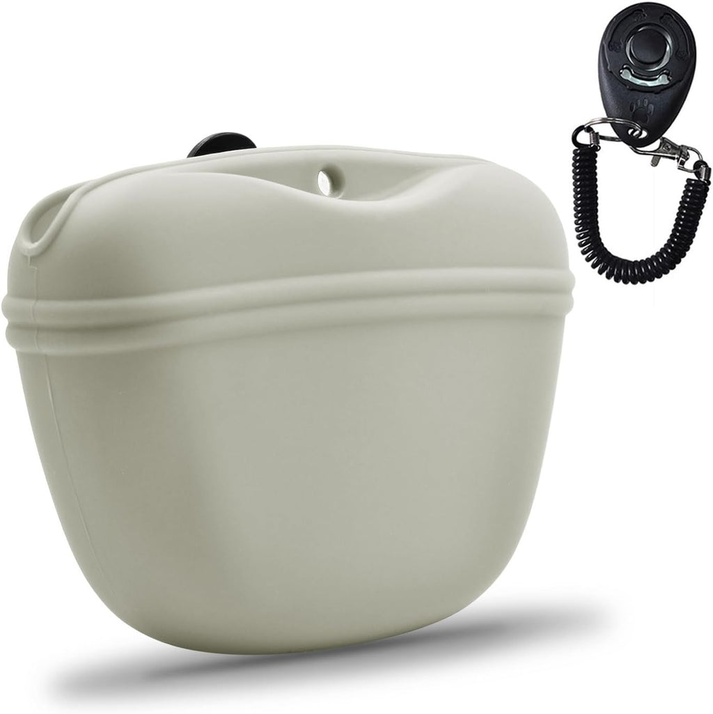 AUDWUD Silicone Dog Treat Pouch,Clip on Portable Training Container,Convenient Magnetic Buckle Closing and Waist Clip,No BPA