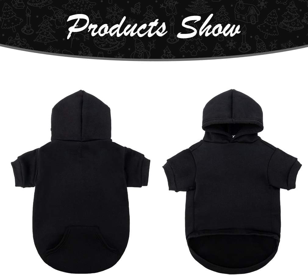 KOOLTAIL Basic Dog Hoodie - Soft and Warm Dog Hoodie Sweater with Leash Hole and Pocket, Dog Winter Coat, Cold Weather Clothes Sweatshirt for Small Medium Large Dogs Puppy Cat Boys Girls Black SM