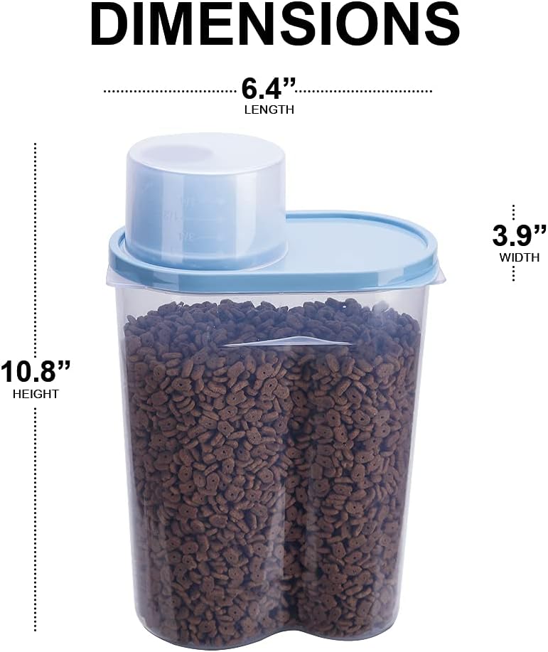 GreenJoy 2 Pack 2lb/2.5L Pet Food Storage Container with Measuring Cup, Can Covers and Bowl for Small Dog, Cat, Waterproof-BPA Free