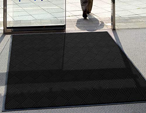 M+A Matting WaterHog Diamond | Commercial-Grade Entrance Mat with Rubber Border – Indoor/Outdoor, Quick Drying, Stain Resistant Door Mat (Bordeaux, 3' x 8')