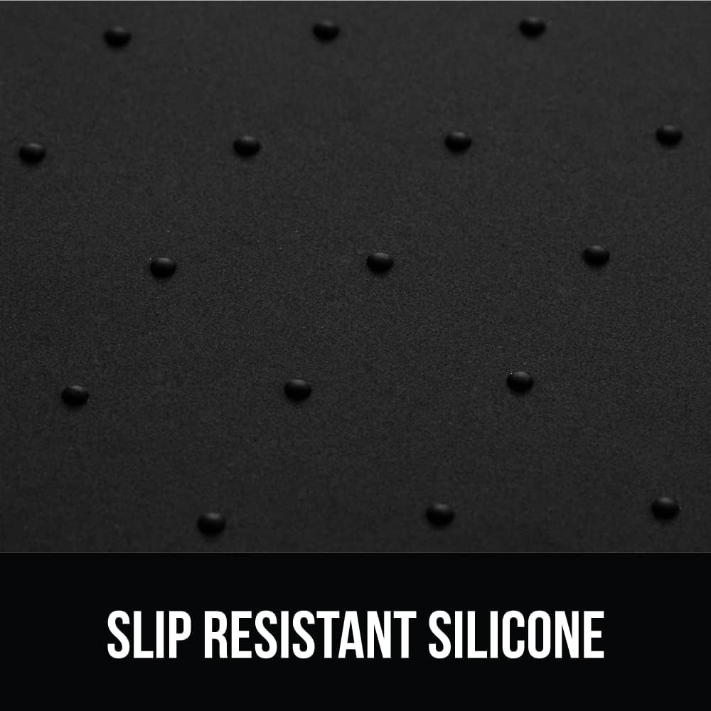 GORILLA GRIP 100% Waterproof Raised Edge BPA Free Silicone Pet Feeding Mat, Dog Cat Food Mats Contain Spills Protects Floors, Placemats for Cats and Dogs Water Bowl, Pets Accessories 16x10, Black