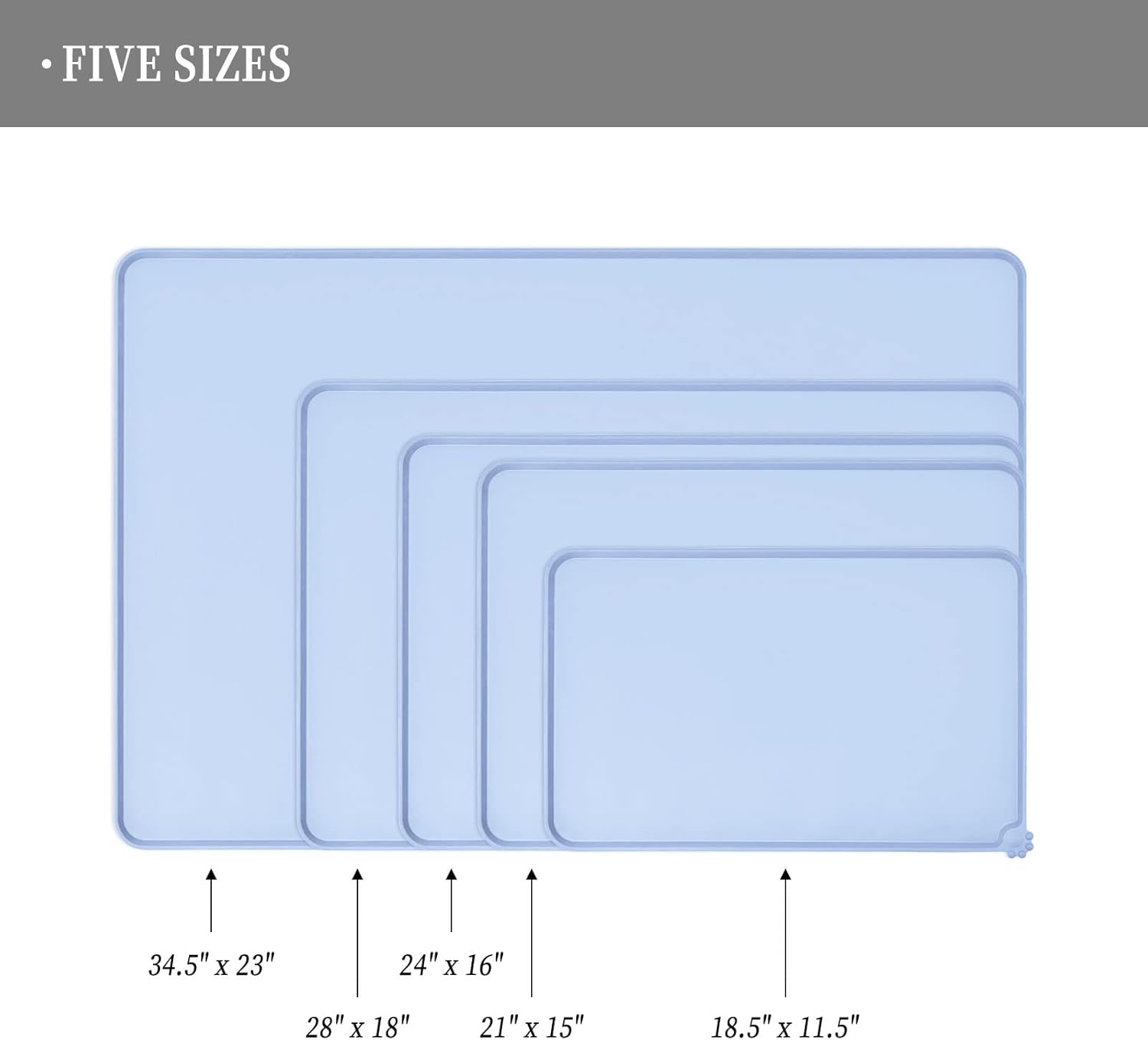 Waterproof Pet Feeding Mat with High Raised Edges, Heavier and Thicker Placemats for Cat Dog Water Bowl with BPA Free, Dogs Cats Food Mats for Messy Drinkers to Prevent Spill and Protect Floors