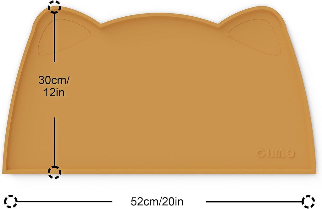 OHMO - Cat Food Mat, Silicone Pet Feeding Mat for Floor Non-Skid Waterproof Dog Water Bowl Tray, Easy to Clean Pet Placemat