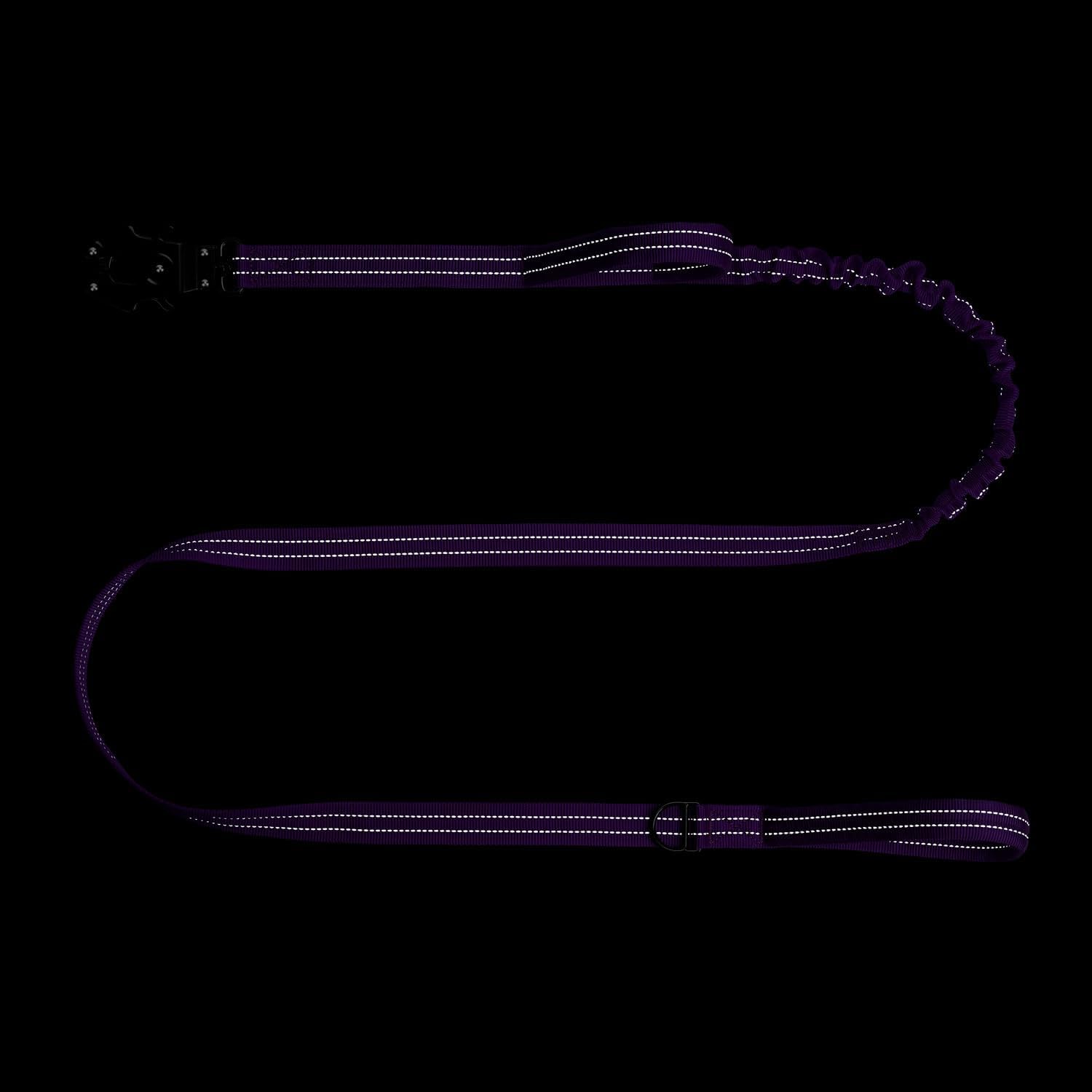 ICEFANG Tactical Dog Leash,K9 Training Walking Bungee Lead with 2 Control Handle,Heavy Duty Quick Release Metal Clasp,for Medium Large Breed (Reflective Purple, 6 FT)