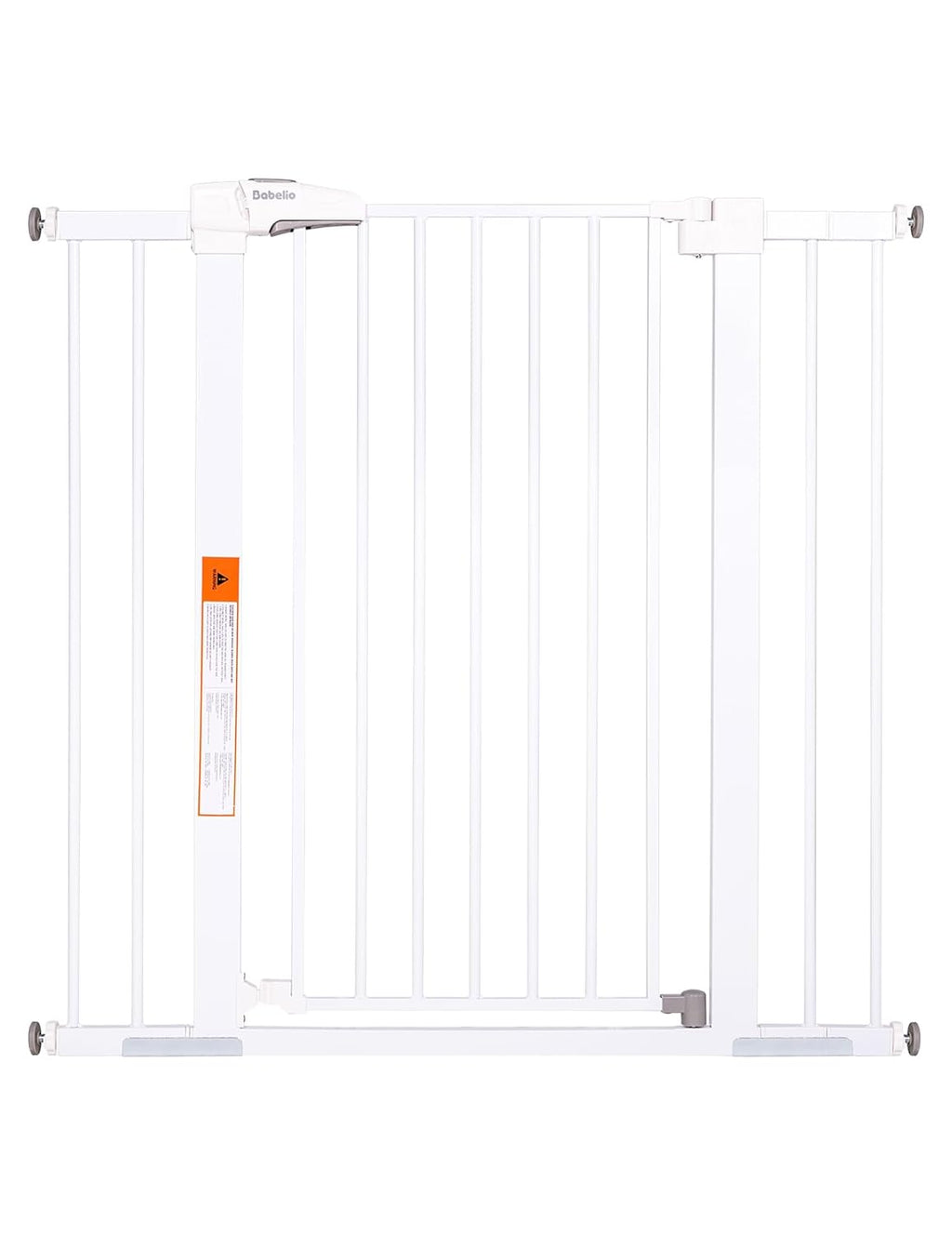 BABELIO 36" Extra Tall Dog Gate, 26-40" Wide Auto Close Baby Gate, Pressure Mounted Metal Pet, Easy Install No Drilling, No Tools Required, With Wall Protectors and Extension Kits, White
