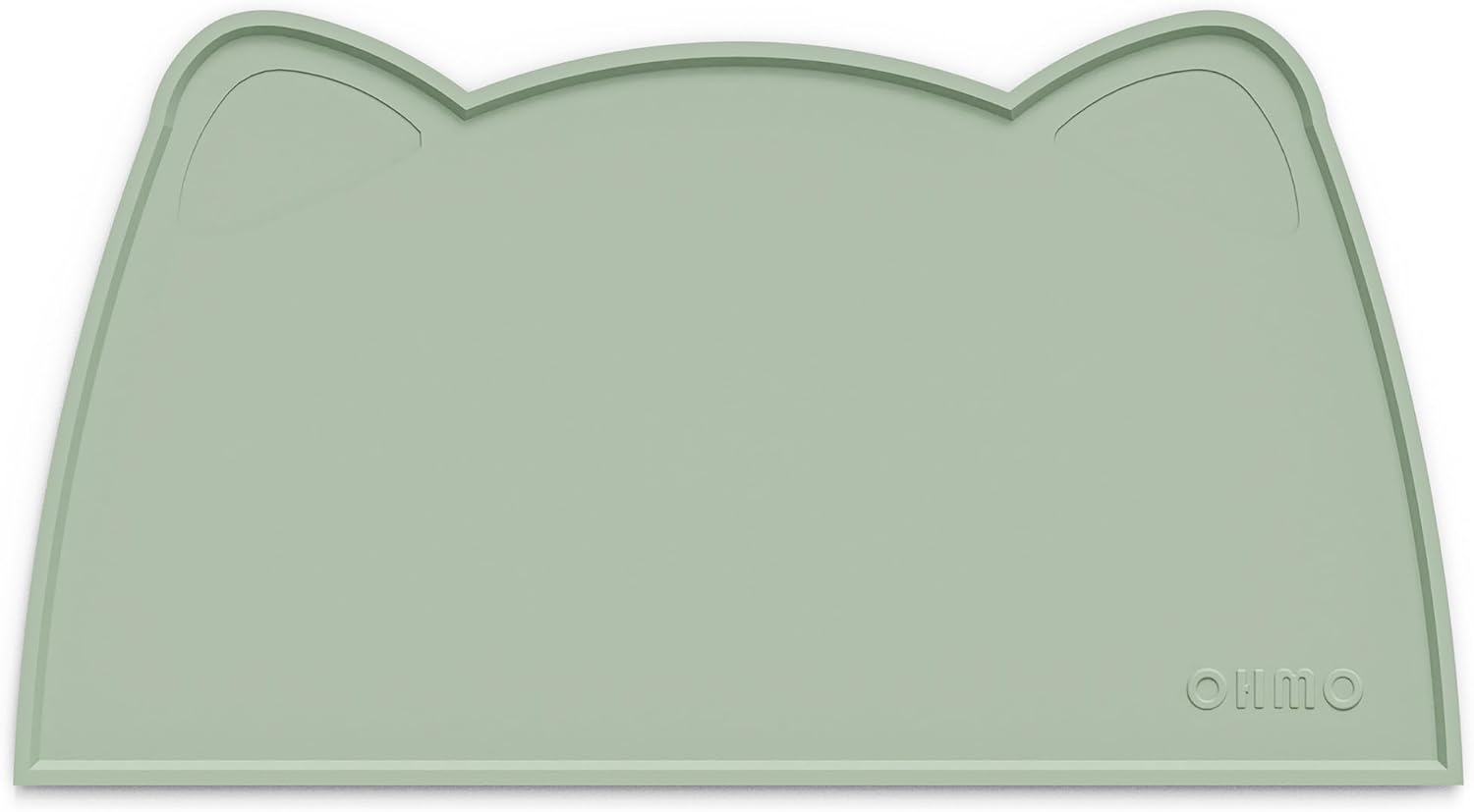 OHMO - Cat Food Mat, Silicone Pet Feeding Mat for Floor Non-Skid Waterproof Dog Water Bowl Tray, Easy to Clean Pet Placemat (Sage Green, 18 * 9.8'')
