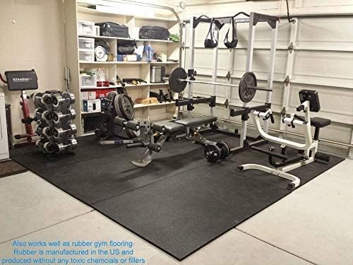 American Floor Mats - Heavy Duty Stall Tiles - Stable/Horse Tiles - Thick, Durable Rubber Flooring Solid Black 1 Border Tile 3/8" Thick
