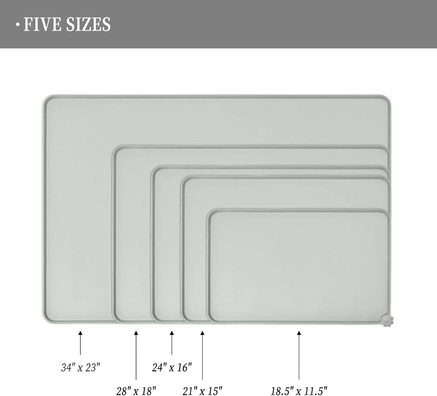 Waterproof Pet Feeding Mat with High Raised Edges, Heavier and Thicker Placemats for Cat Dog Water Bowl with BPA Free, Dogs Cats Food Mats for Messy Drinkers to Prevent Spill and Protect Floors