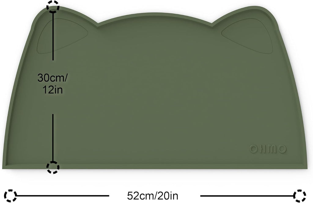 OHMO - Cat Food Mat, Silicone Pet Feeding Mat for Floor Non-Skid Waterproof Dog Water Bowl Tray, Easy to Clean Pet Placemat