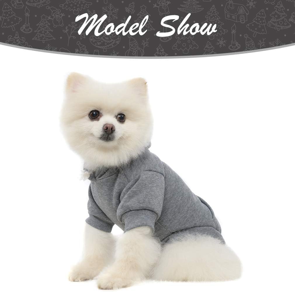 KOOLTAIL Basic Dog Hoodie - Soft and Warm Dog Hoodie Sweater with Leash Hole and Pocket, Dog Winter Coat, Cold Weather Clothes Sweatshirt for Small Medium Large Dogs Puppy Cat Boys Girls Grey XS