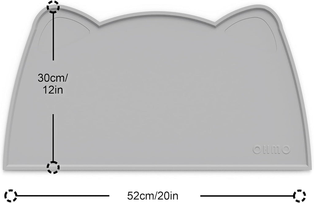 OHMO - Cat Food Mat, Silicone Pet Feeding Mat for Floor Non-Skid Waterproof Dog Water Bowl Tray, Easy to Clean Pet Placemat