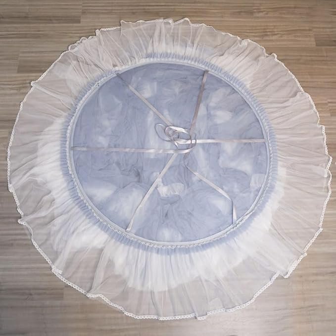 AIKASY Princess Bed Canopy for Girls & Adults, Elegant Double-Layer Bed Curtain, Children's Dream Round Lace Mosquito Net, Princess Canopy Net - Fits Twin, Full, Queen, and King Beds (Light Gray)