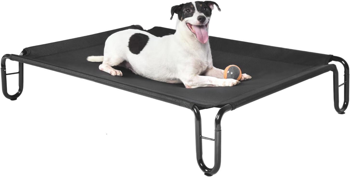 pettycare Outdoor Elevated Dog Bed Cot, Raised Dog Cots Beds, No Screws, Stable Frame & Durable Supportive Teslin Recyclable Mesh, Breathable, Indoor and Outside Pet Beds, Fits up to 40 lbs