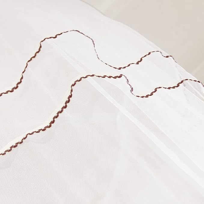 Breathable Round Canopy Lace Princess Net Bed Curtain Netting (White)