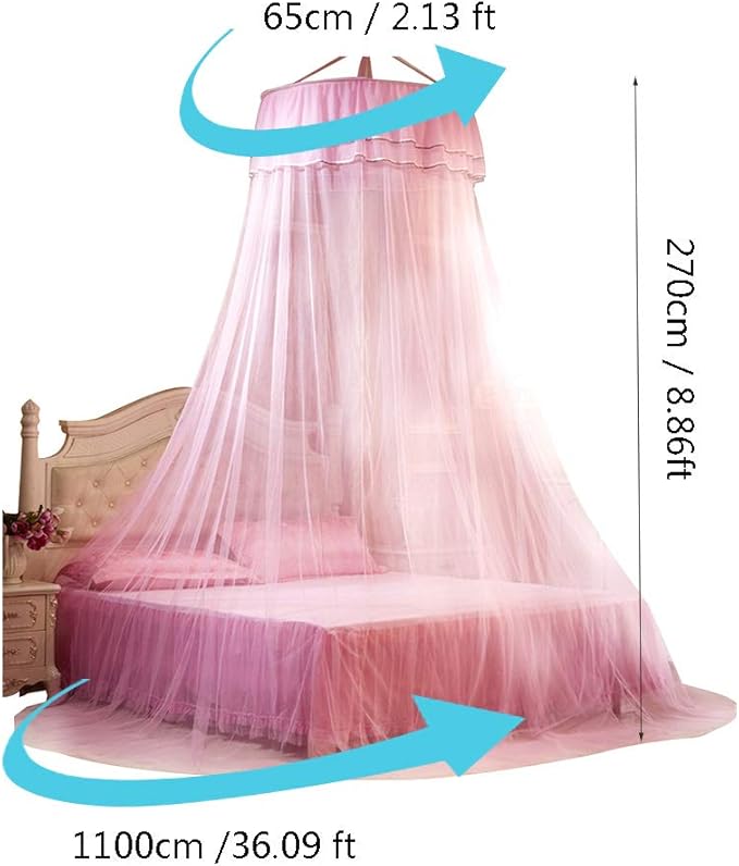 Breathable Round Canopy Lace Princess Net Bed Curtain Netting ()