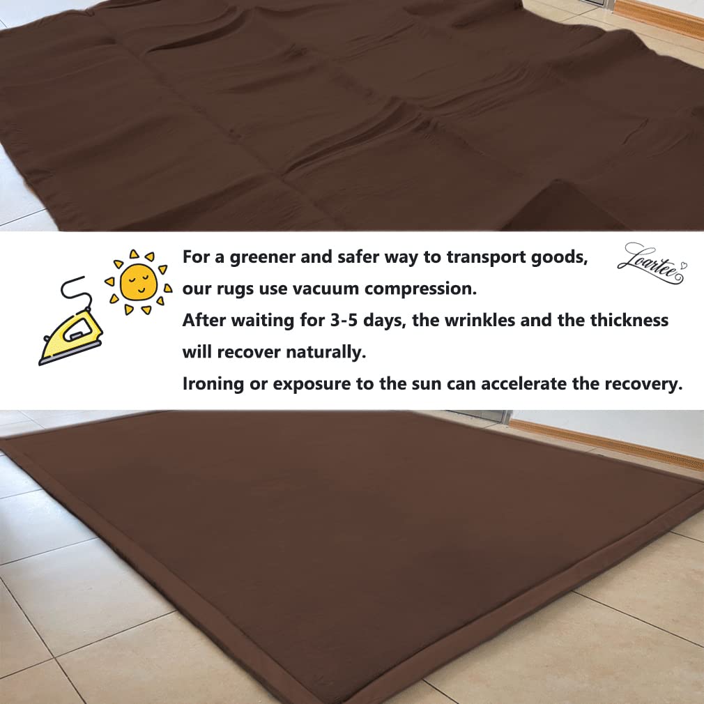 Loartee Coral Velvet Crawling Rug (4'11" X 4'11") for Toddlers - Coffee Area Rug Play Mat, Yoga Mat Exercise Pad, Carpet