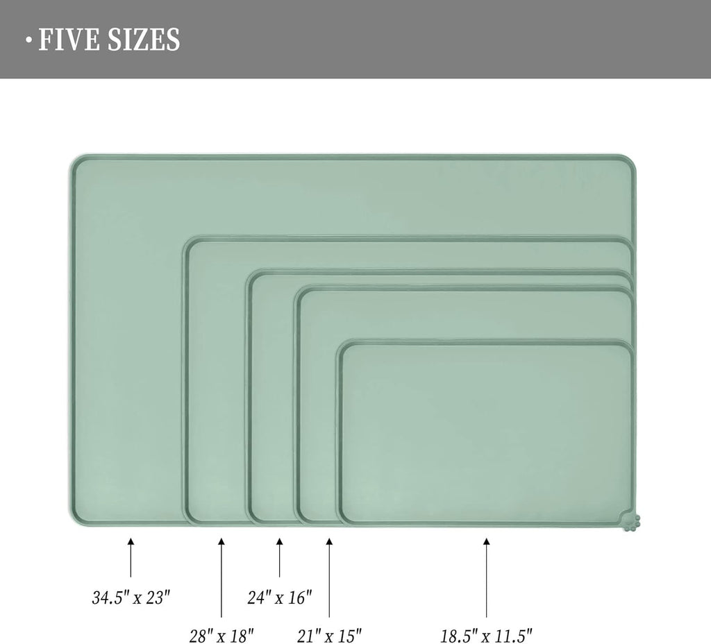 Waterproof Pet Feeding Mat with High Raised Edges, Heavier and Thicker Placemats for Cat Dog Water Bowl with BPA Free, Dogs Cats Food Mats for Messy Drinkers to Prevent Spill and Protect Floors