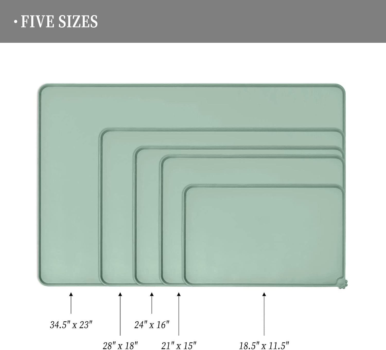 Waterproof Pet Feeding Mat with High Raised Edges, Heavier and Thicker Placemats for Cat Dog Water Bowl with BPA Free, Dogs Cats Food Mats for Messy Drinkers to Prevent Spill and Protect Floors