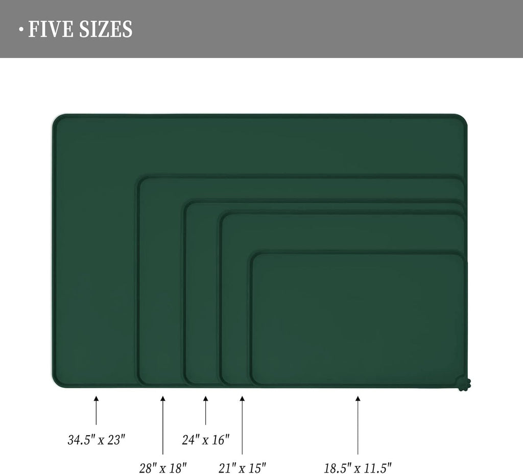 Waterproof Pet Feeding Mat with High Raised Edges, Heavier and Thicker Placemats for Cat Dog Water Bowl with BPA Free, Dogs Cats Food Mats for Messy Drinkers to Prevent Spill and Protect Floors