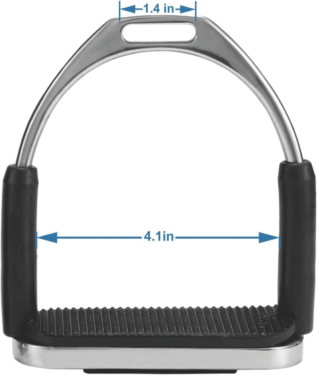 Flex Stainless English Saddle Stirrups Iron Pads Knee Ankle Stress Pain Relief