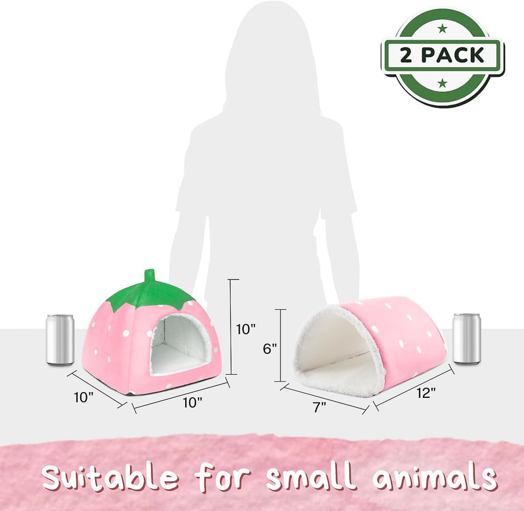 Guinea Pig Hideout with Tunnel, Washable Chinchilla House Bed, Fleece Hideaway, Enrichment Toys, and Cage Accessories for Ferret Hedgehog Small Animal