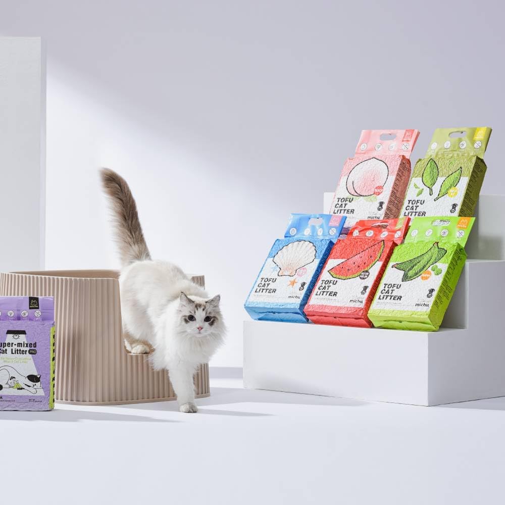 Tofu Cat Litter Natural Clumping Tofu Cat Litter, Fast Clumping and Easily Scoop-able 5.5lb/88oz 5 Scents - Ocean Fresh, 6 Pack