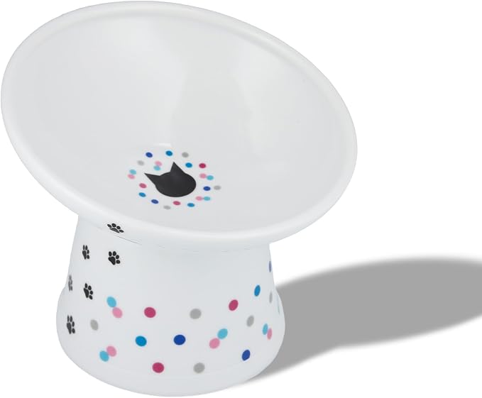 Necoichi Elevated Cat Food Bowl, Whisker-Friendly, Dishwasher & Microwave Safe by NECOICHI