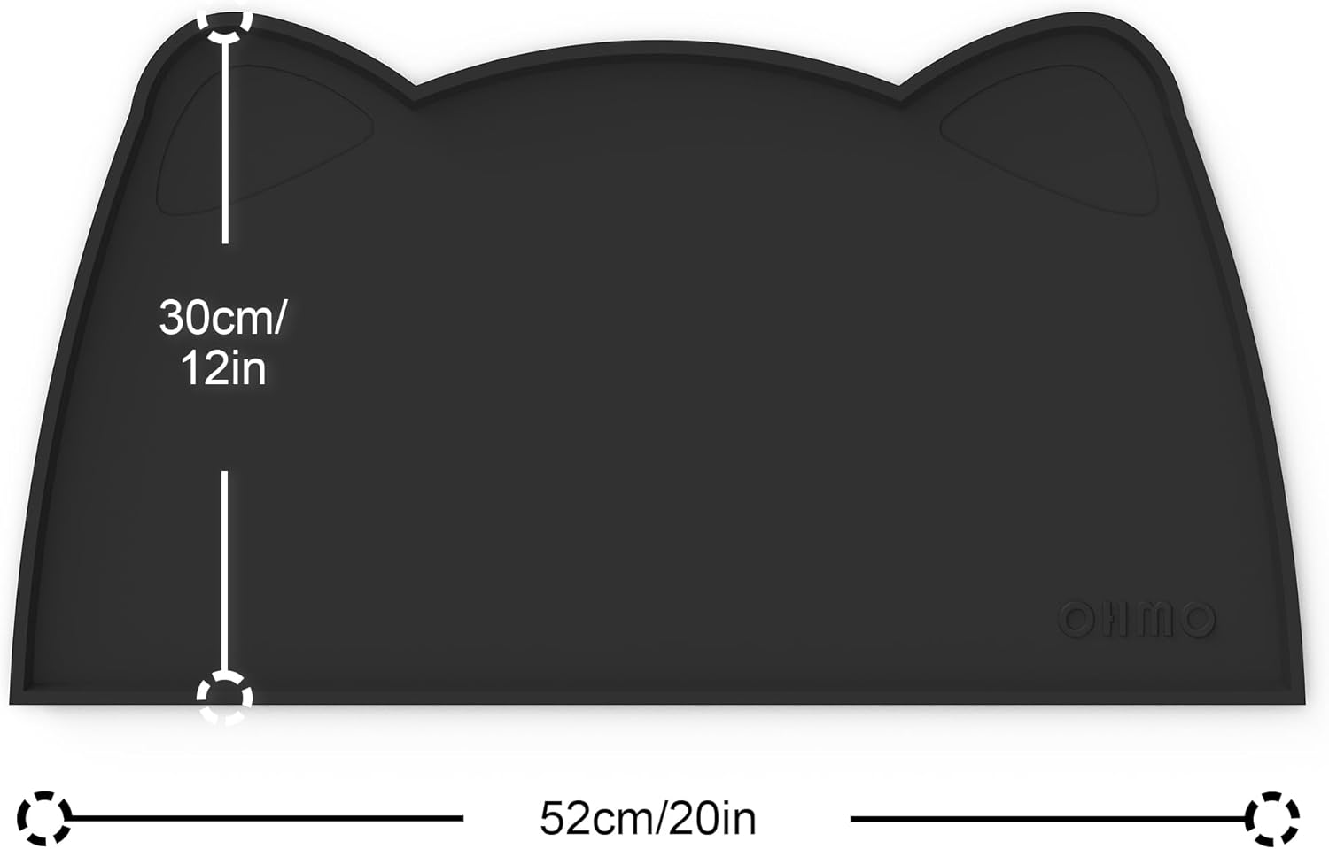 OHMO - Cat Food Mat, Silicone Pet Feeding Mat for Floor Non-Skid Waterproof Dog Water Bowl Tray, Easy to Clean Pet Placemat (Black, 20 * 12'')