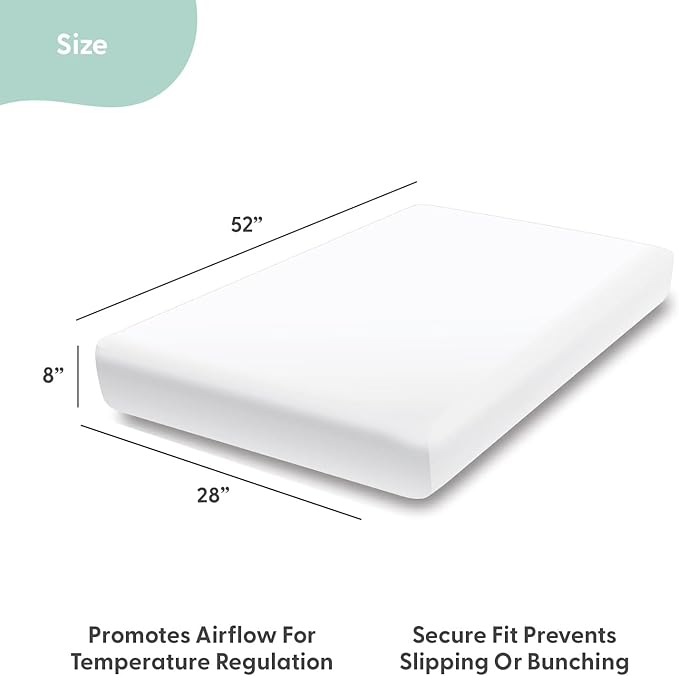 The Peanutshell Crib Sheets, Neutral, Fitted Baby Bed Sheet Set, Standard Size Crib Mattress, 52x28, Boho Nursery Decor, 4 Pack in White, Green, Brown, Teal