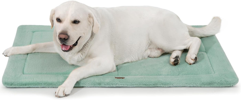 Made4Pets Dog Crate Pad Bed for Extra Large Dogs, Washable & Reversible, Anti-Slip Kennel Mat for Cozy Sleeping, Soft Fluffy Dog Bed for Indoor & Outdoor Use, 48"x30", Green