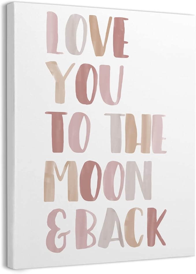 Love You to The Moon and Back Framed Canvas Wall Art Decor 11×14 inch, Neutral Nursery Love Quote Print Painting Artwork Home Wall Decoration For Home Bedroom Nursery Girls Room