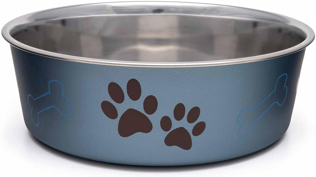 Loving Pets - Bella Bowls - Dog Food Water Bowl No Tip Stainless Steel Pet Bowl No Skid Spill Proof (Medium, Blueberry Blue)