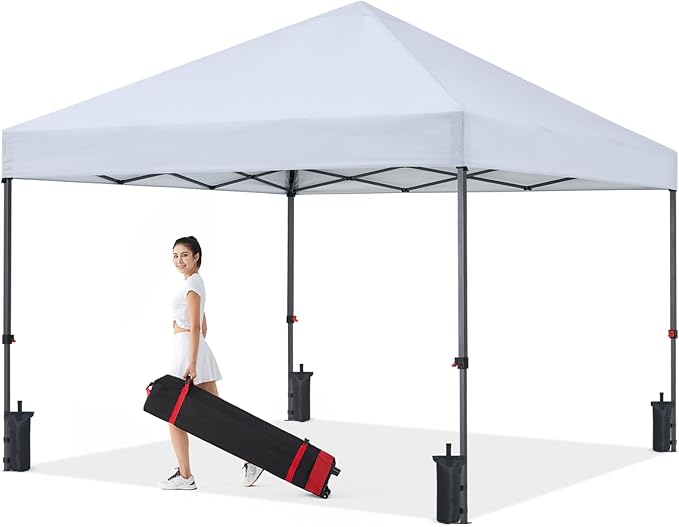 COOSHADE Durable Easy Pop Up Canopy Tent 10x10Ft, with 4 Sandbags(White)
