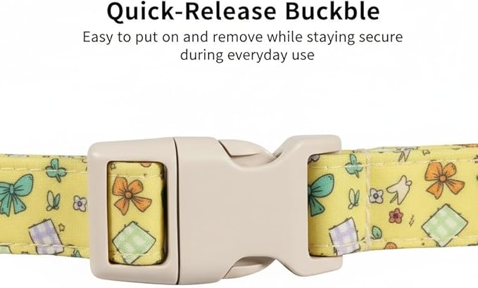 Cute Dog Collar with Yellow Bow Pattern, Girl Dog Collar - Image 3