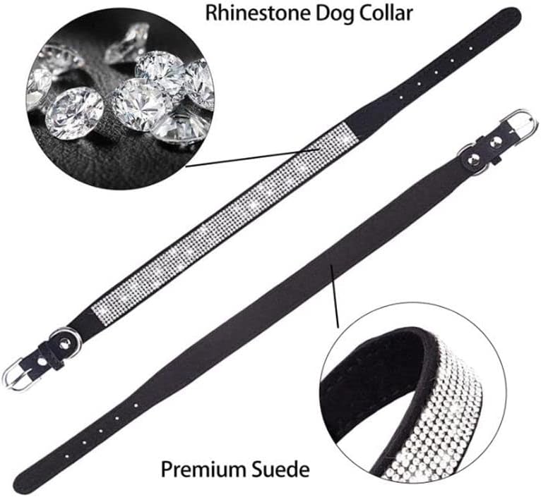 Rhinestone Dog Collar for Small Dogs, Bling Diamond Fancy Crystal Glitter Pretty Jewel Pet Puppy Collars for XXS XS Small Medium Large Breed Girl Dogs Female Cats Kitten, Colorful Pink XXSmall