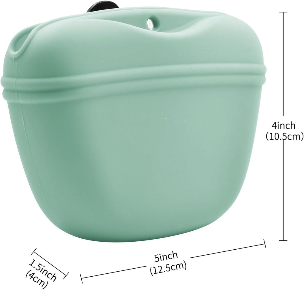 AUDWUD Silicone Dog Treat Pouch,with Dog Training Clicker,Clip on Portable Training Container,Convenient Magnetic Buckle Closing and Waist Clip