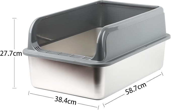 Powools Stainless Steel Cat Litter Box, Metal Litter Box - Image 2