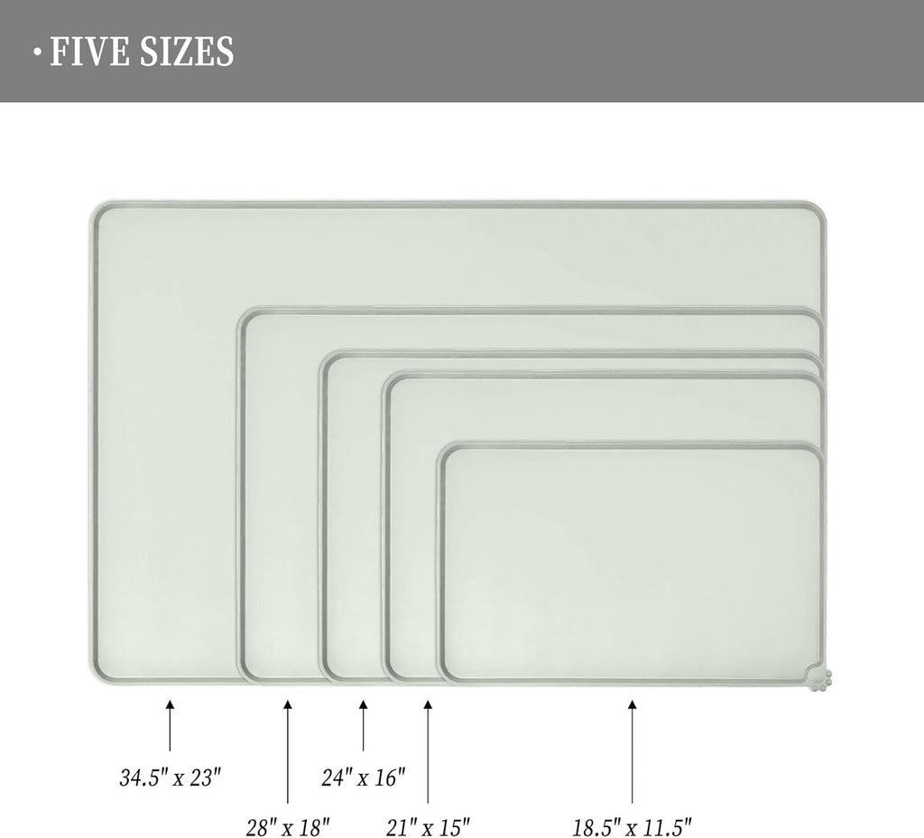 Waterproof Pet Feeding Mat with High Raised Edges, Heavier and Thicker Placemats for Cat Dog Water Bowl with BPA Free, Dogs Cats Food Mats for Messy Drinkers to Prevent Spill and Protect Floors