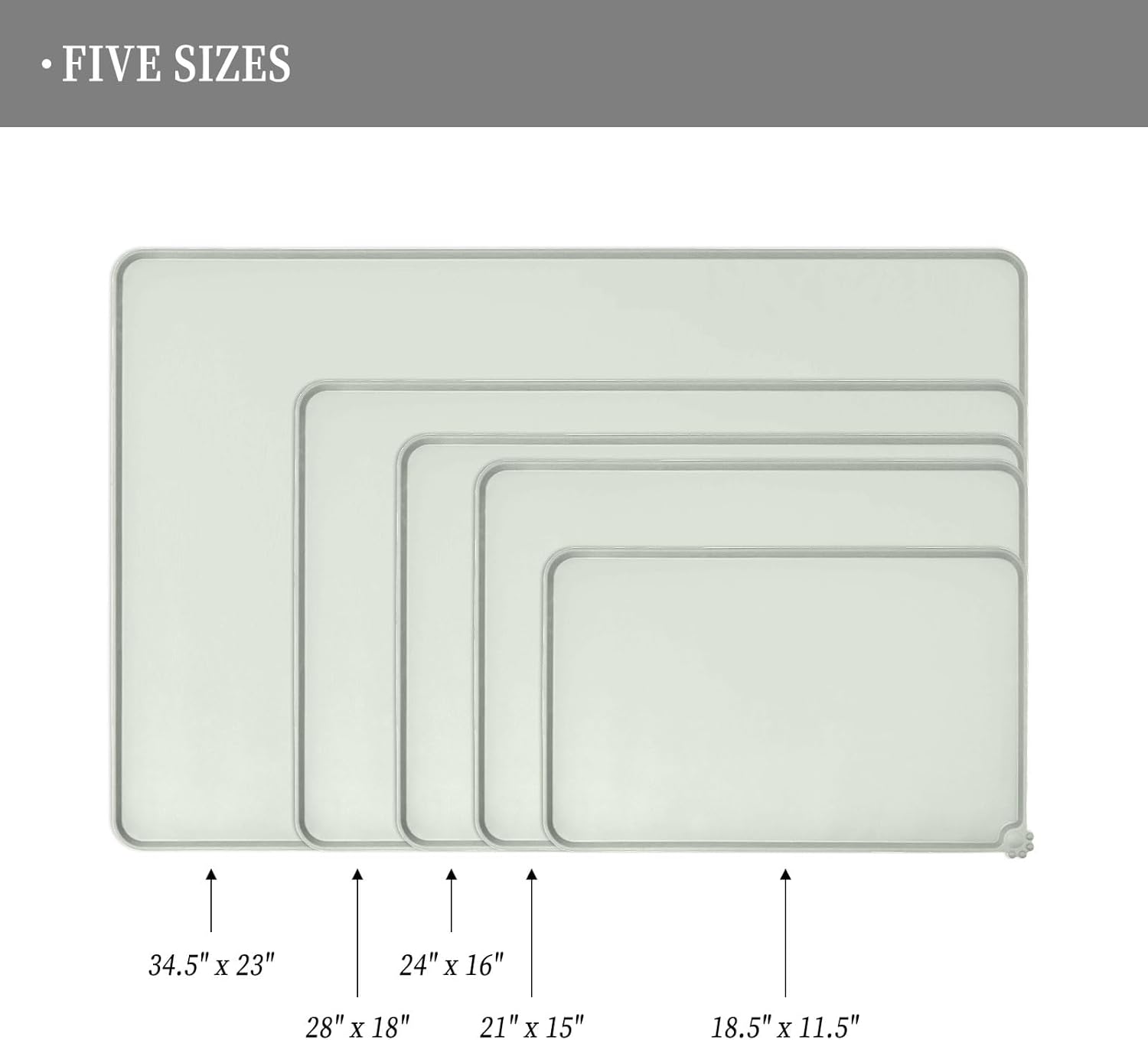 Waterproof Pet Feeding Mat with High Raised Edges, Heavier and Thicker Placemats for Cat Dog Water Bowl with BPA Free, Dogs Cats Food Mats for Messy Drinkers to Prevent Spill and Protect Floors