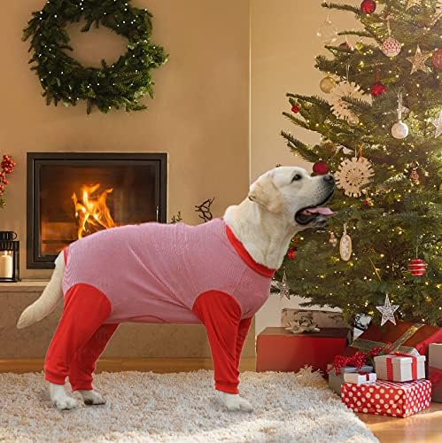 Yeapeeto Dog Onesie Surgery Recovery Suit for Large Medium Bodysuit Dogs Pajamas PJS Full Body for Shedding, Prevent Licking, Wound Protection, Cone Alternative (2XL, Red)